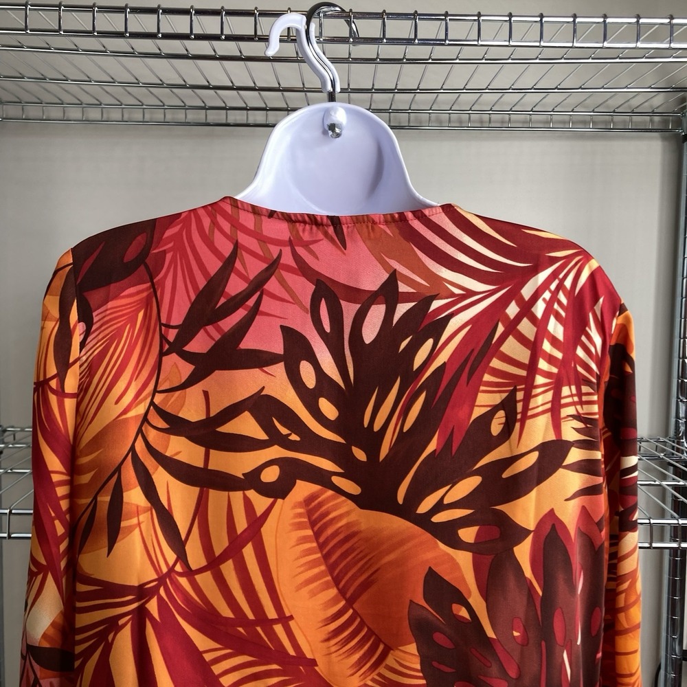 TRAVELSMITH Womens Orange Embroidered Tropical Tunic Coverup M Resortwear Boho - Picture 11 of 12